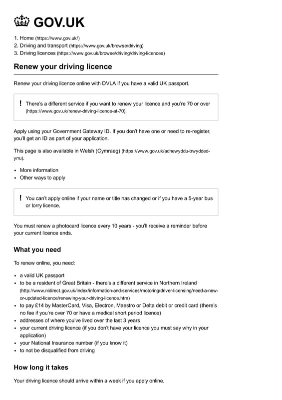 Uk free renew for licence www 70 driving gov at Browse: Driving
